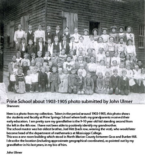 Prine School Marion County Mississippi c1903